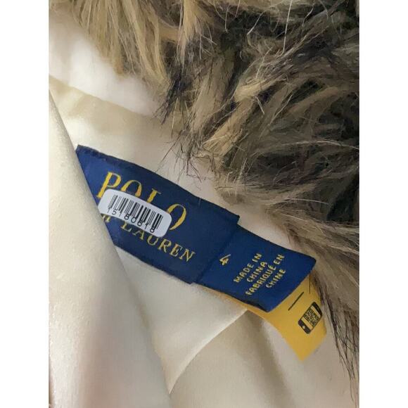 Ralph Lauren Fur Collar Double Breasted Parka Peacoat Long Overcoat 4 S White - Picture 11 of 11